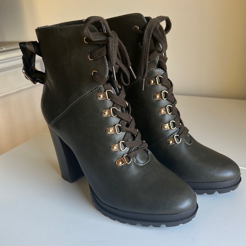 JustFab Ribonea Lace-Up Platform Booties